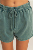 Teal Acid Washed Shorts