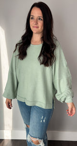 Brushed Waffle Long Sleeve- Sage