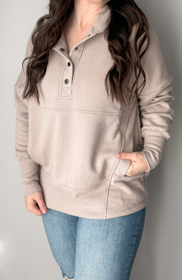 Half Button Hooded Pullover