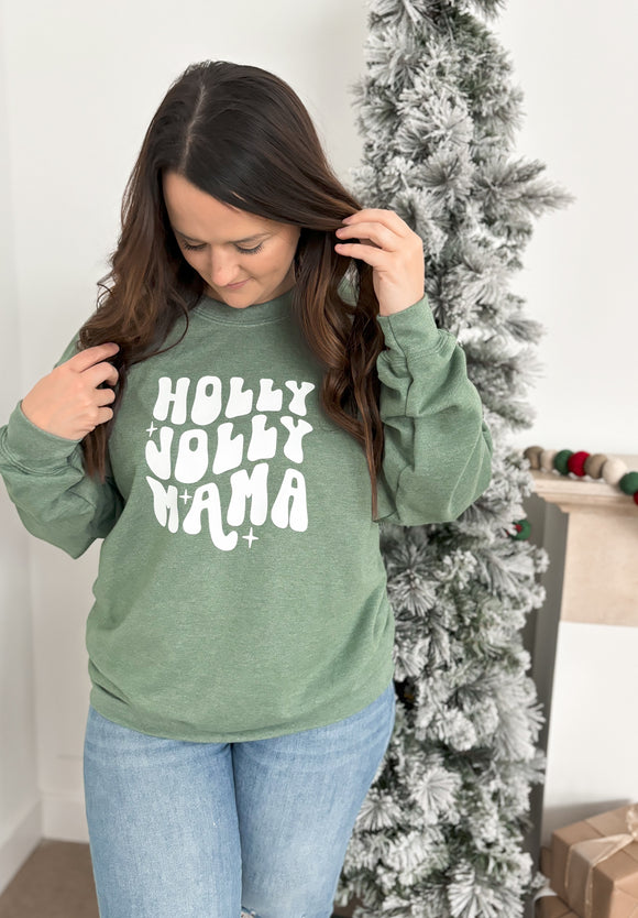 Holly Jolly Mama Green Crewneck