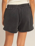 Black Acid Washed Shorts