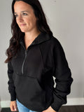 Black Textured Quarter Zip